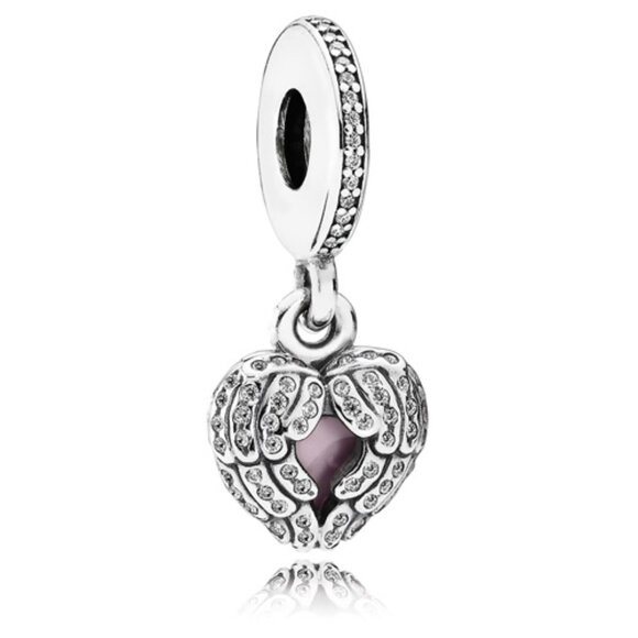 Pandora Angel Wings Dangle with Pink Enamel Locket Charm - Picture 1 of 13